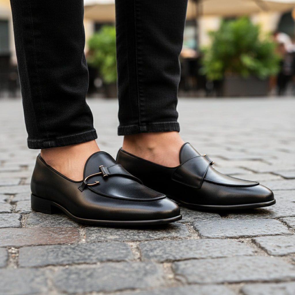 model-casual-setting - Men's Brown Leather Dress Loafers