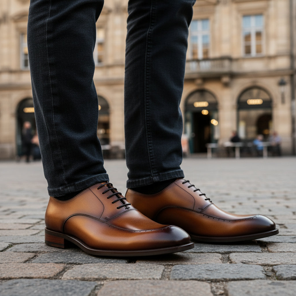 model-casual-setting - Men's Brown Leather Dress Shoes