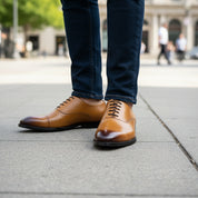 model-casual-setting - Men's Brown Leather Formal Dress Shoes