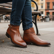 Men's Brown Leather Jodhpur Boots - model-casual-setting