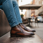 model-casual-setting - Men's Brown Leather Lace-Up Ankle Boots