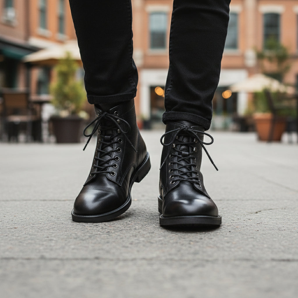model-casual-setting - Men's Brown Leather Lace-Up Boots
