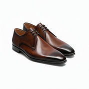 model-casual-setting - Men's Brown Leather Lace-Up Dress Shoes