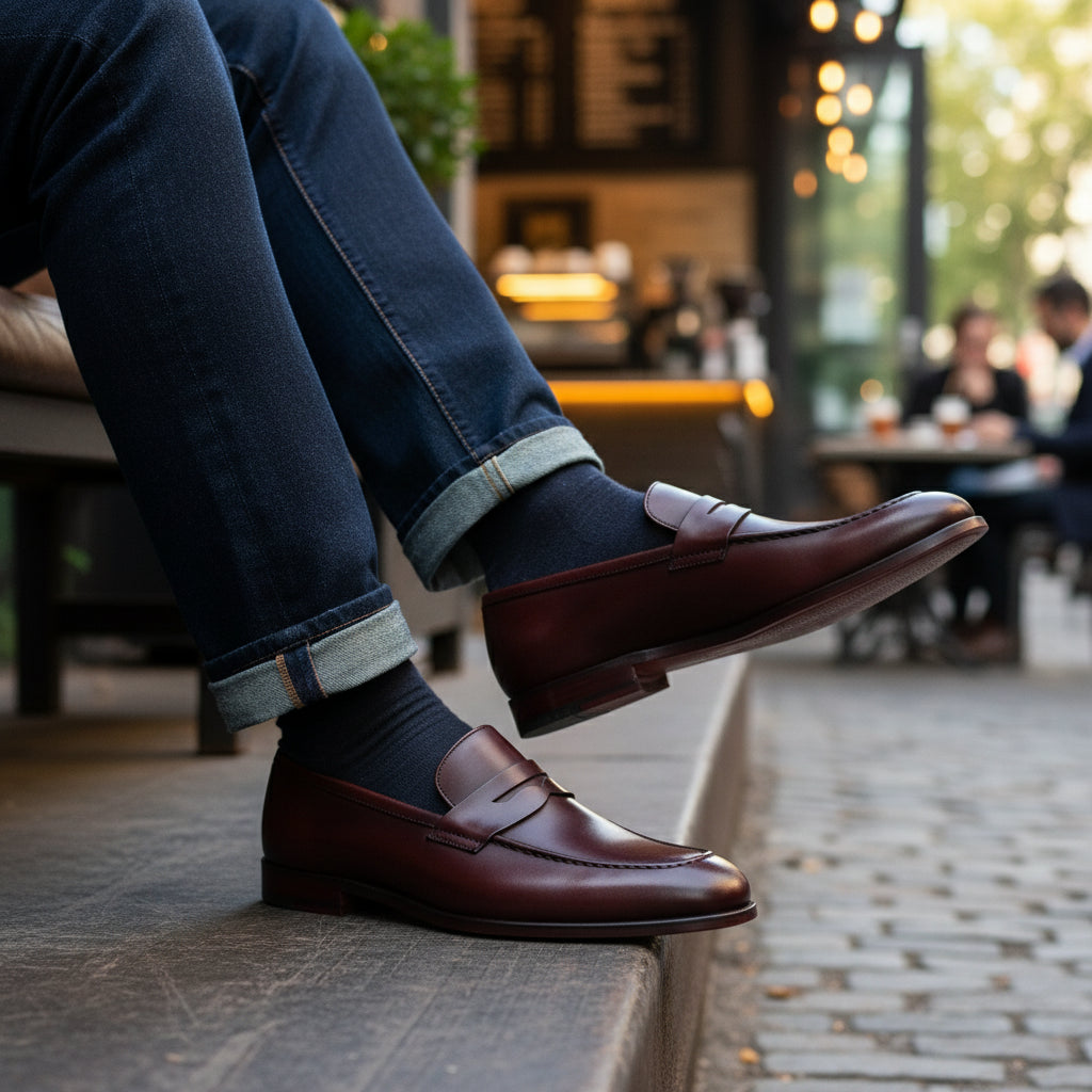 model-casual-setting - Men's Brown Leather Loafer Moccasins