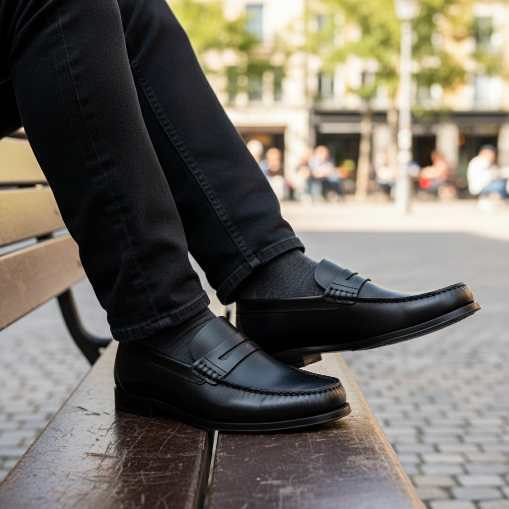 model-casual-setting - Men's Brown Leather Loafer Shoes
