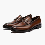 model-casual-setting - Men's Brown Leather Loafer Shoes
