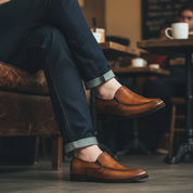 model-casual-setting - Men's Brown Leather Moccasins