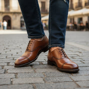 model-casual-setting - Men's Brown Leather Oxford Dress Shoes
