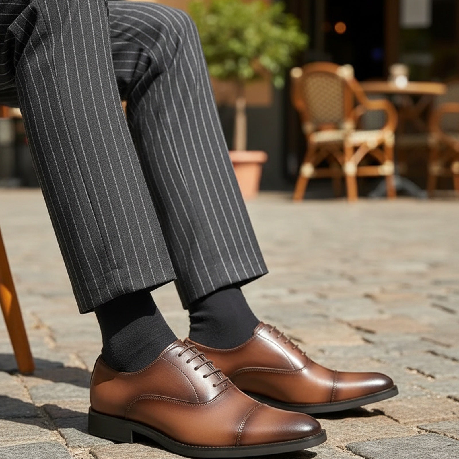 model-casual-setting - Men's Brown Leather Oxford Dress Shoes