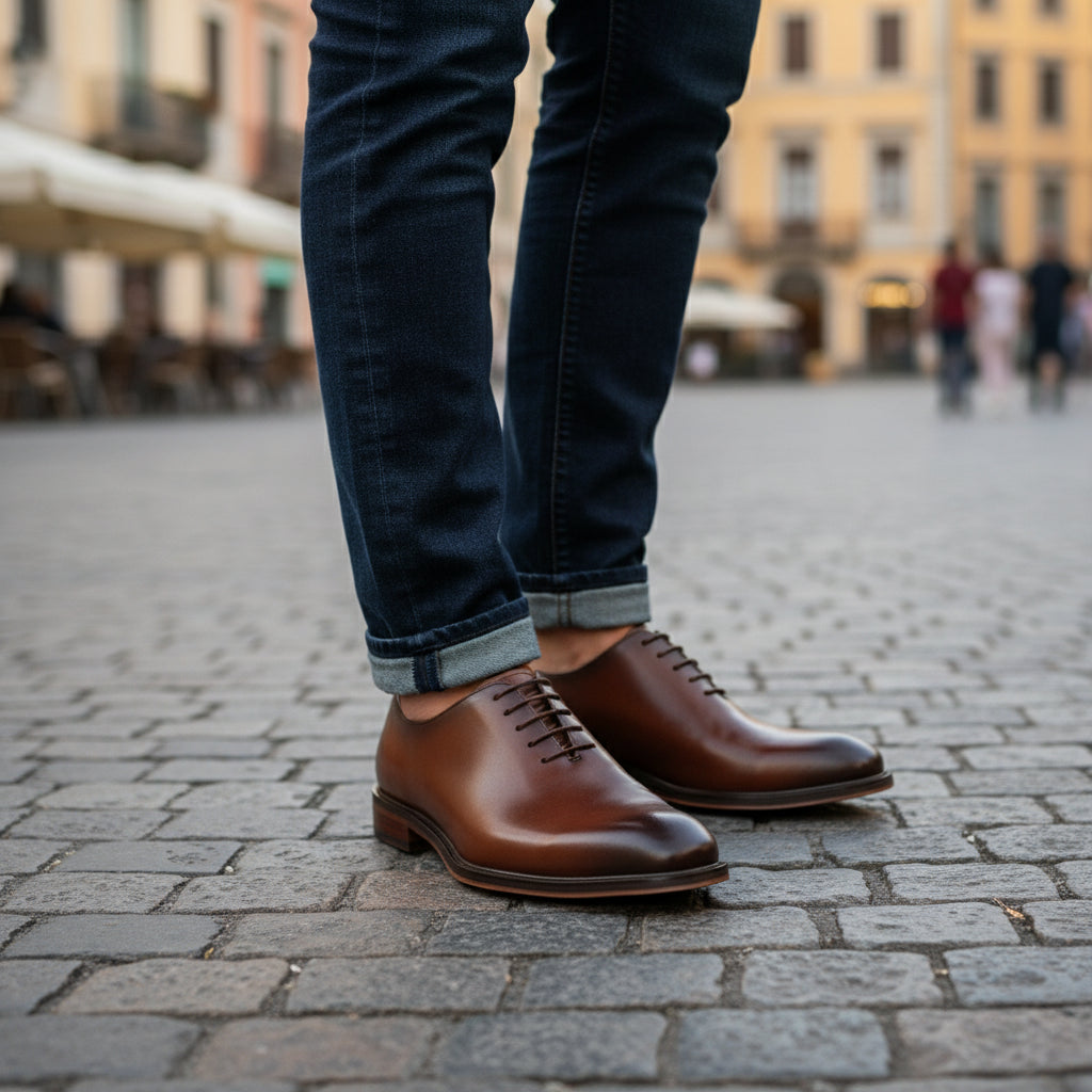model-casual-setting - Men's Brown Leather Oxford Dress Shoes
