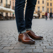 model-casual-setting - Men's Brown Leather Oxford Dress Shoes