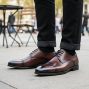 model-casual-setting - Men's Brown Leather Oxford Dress Shoes