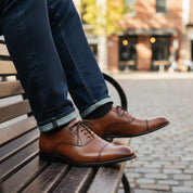 model-casual-setting - Men's Brown Leather Oxford Dress Shoes