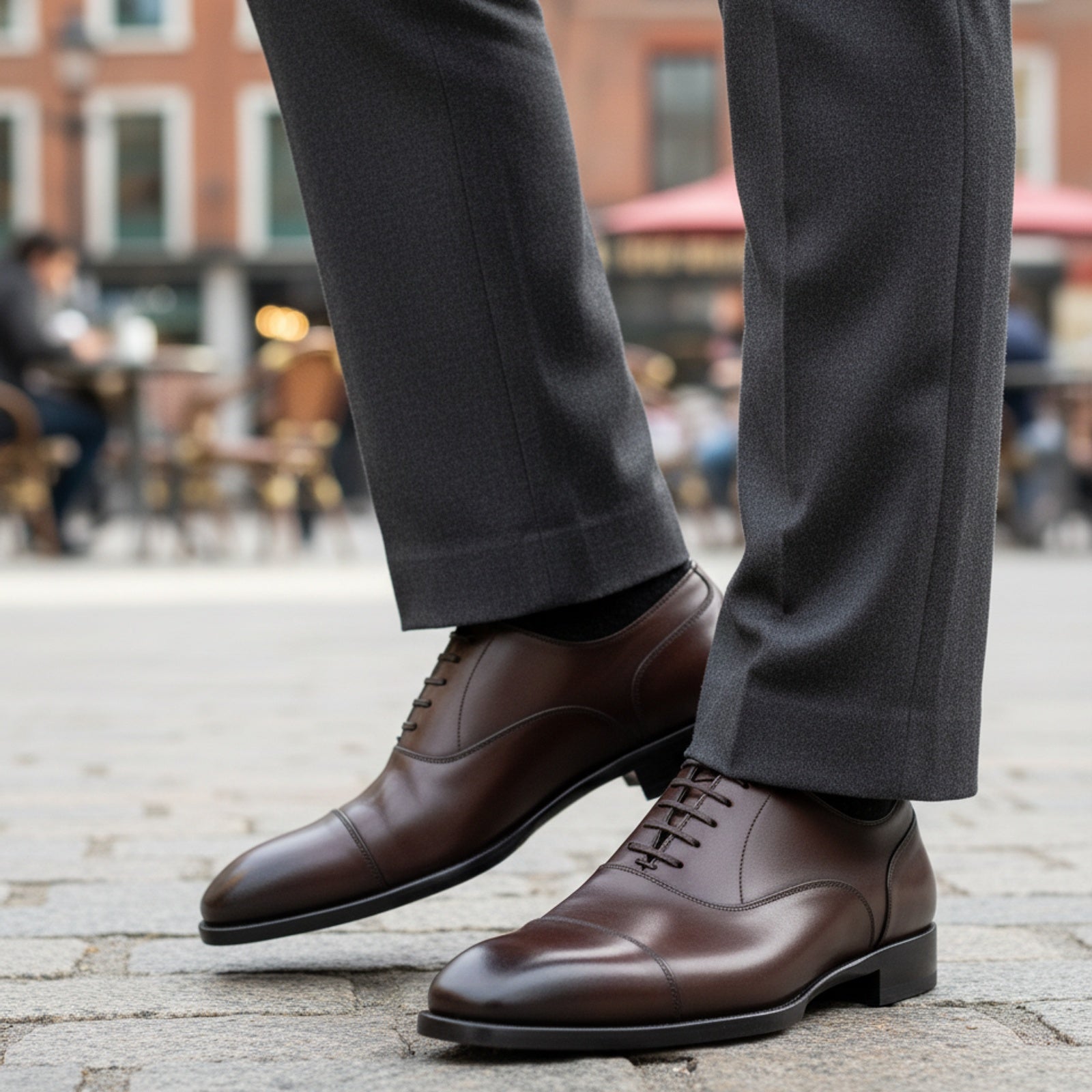 model-casual-setting - Men's Brown Leather Oxford Shoes