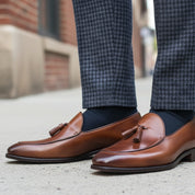 model-casual-setting - Men's Brown Leather Slip-On Formal Dress Shoes