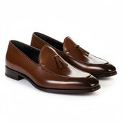 model-casual-setting - Men's Brown Leather Tassel Loafers