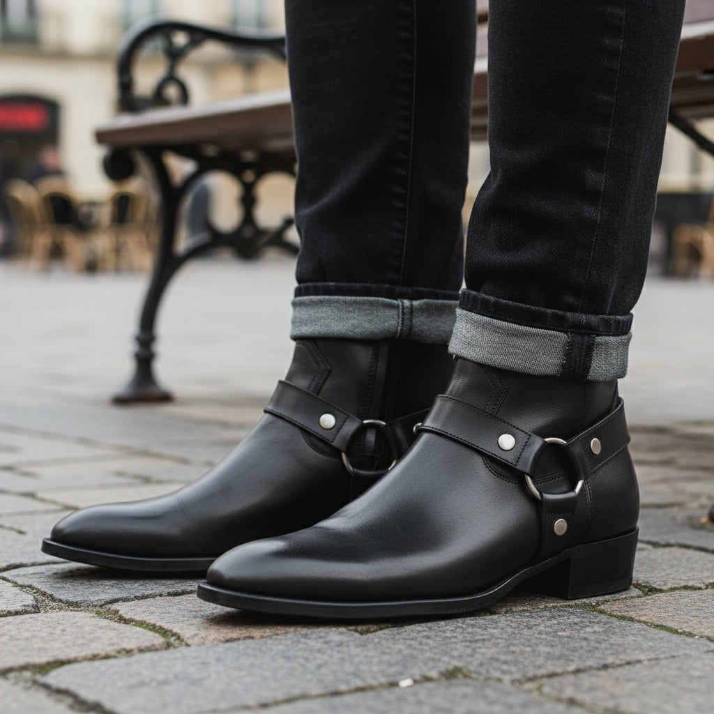 model-casual-setting - Men's Brown Leather Western Style Boots