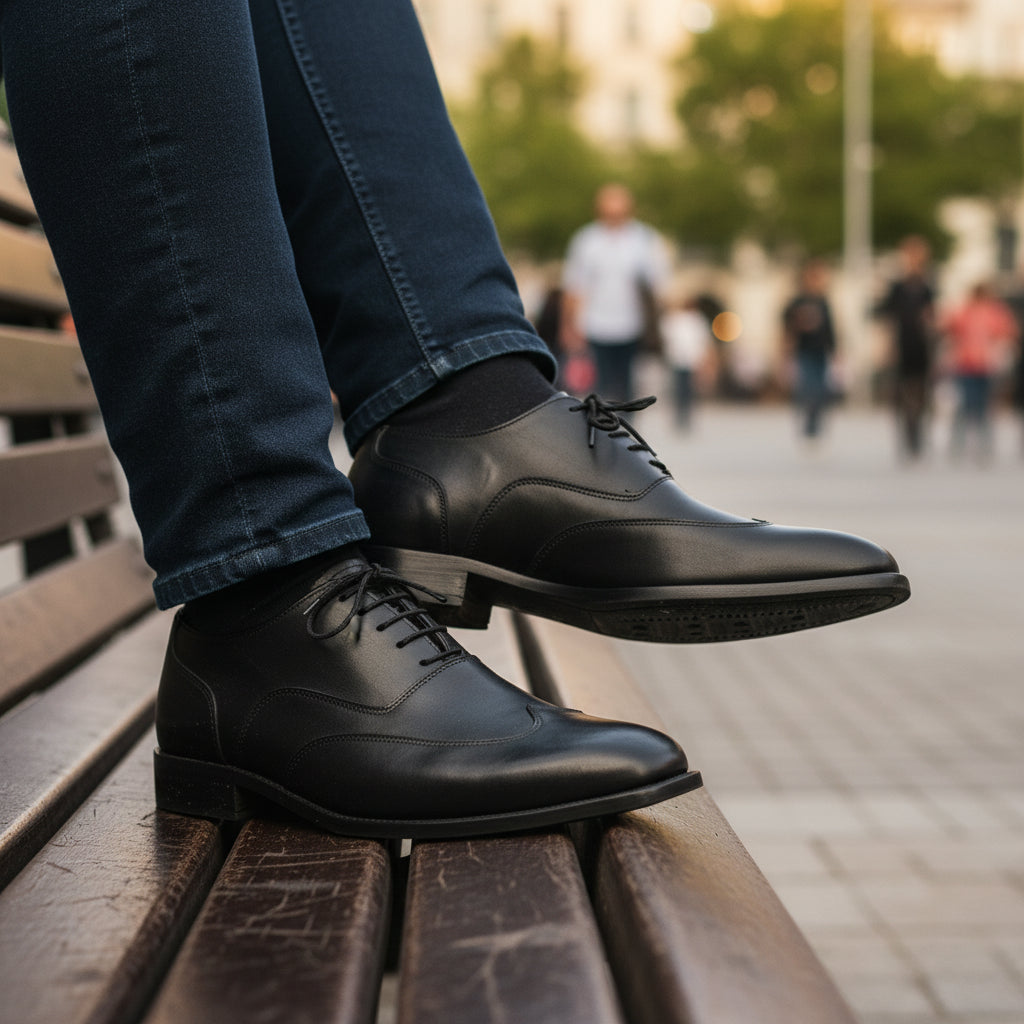 model-casual-setting - Men's Brown Leather Wingtip Oxford Shoes