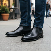model-casual-setting - Men's Brown Leather Zip Boots