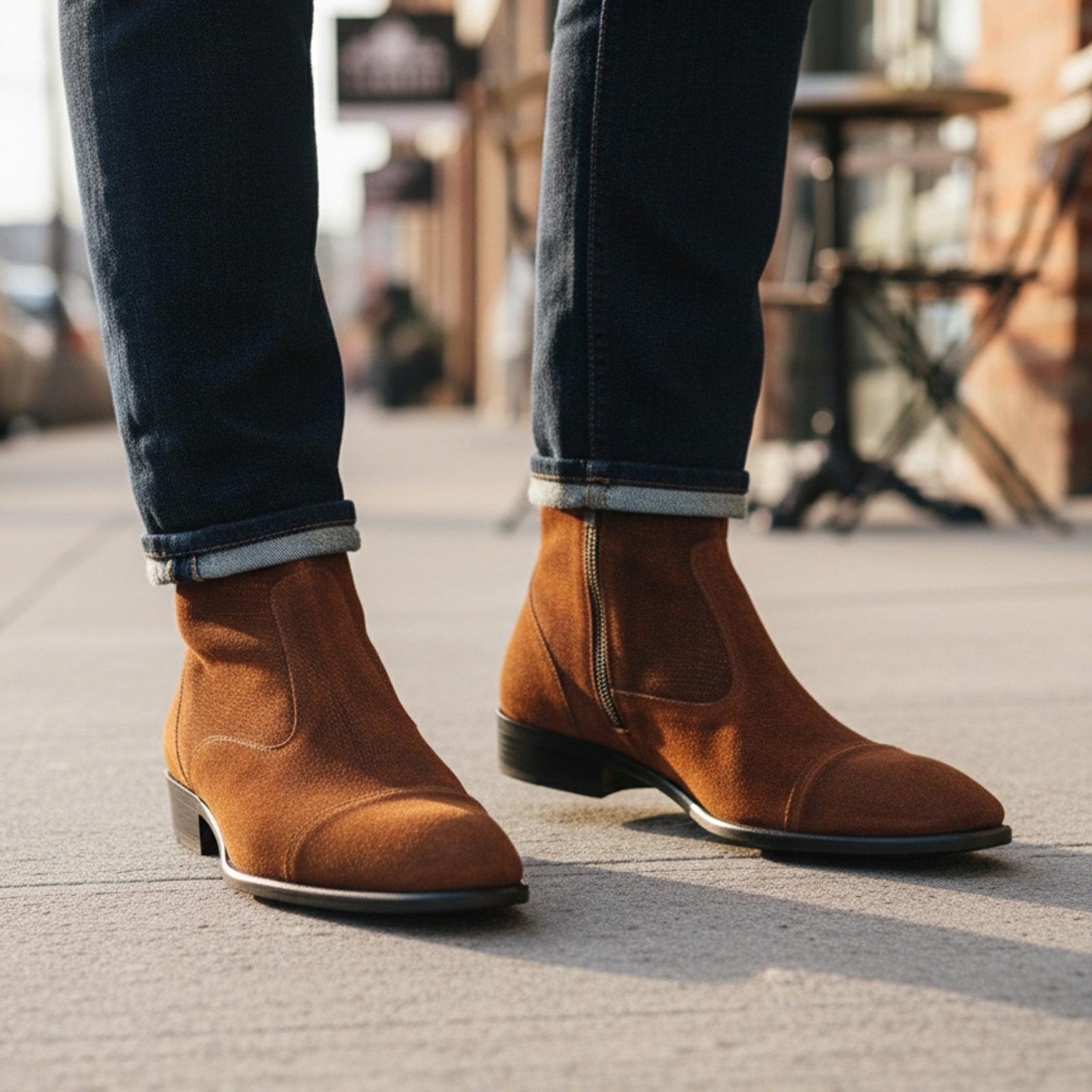 model-casual-setting - Men's Brown Suede Ankle Boots