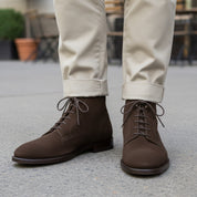 Men's Brown Suede Ankle Boots - model-casual-setting