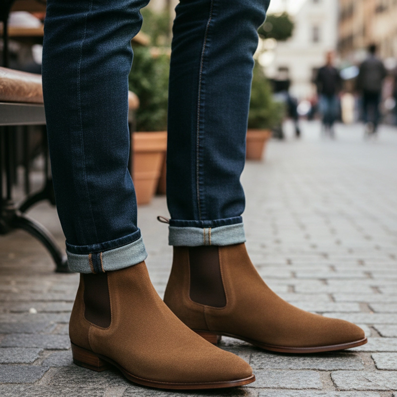 model-casual-setting - Men's Brown Suede Chelsea Ankle Boots