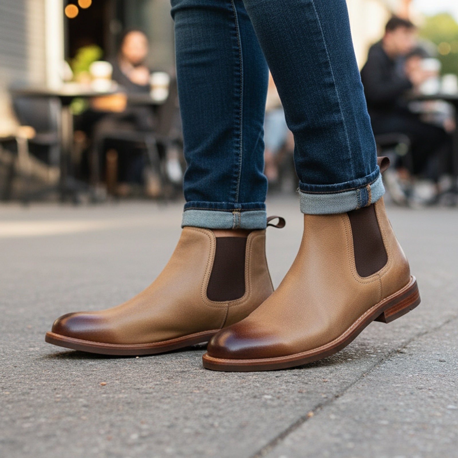 model-casual-setting - Men's Brown Suede Chelsea Boots