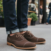 model-casual-setting - Men's Brown Suede Leather Dress Shoes