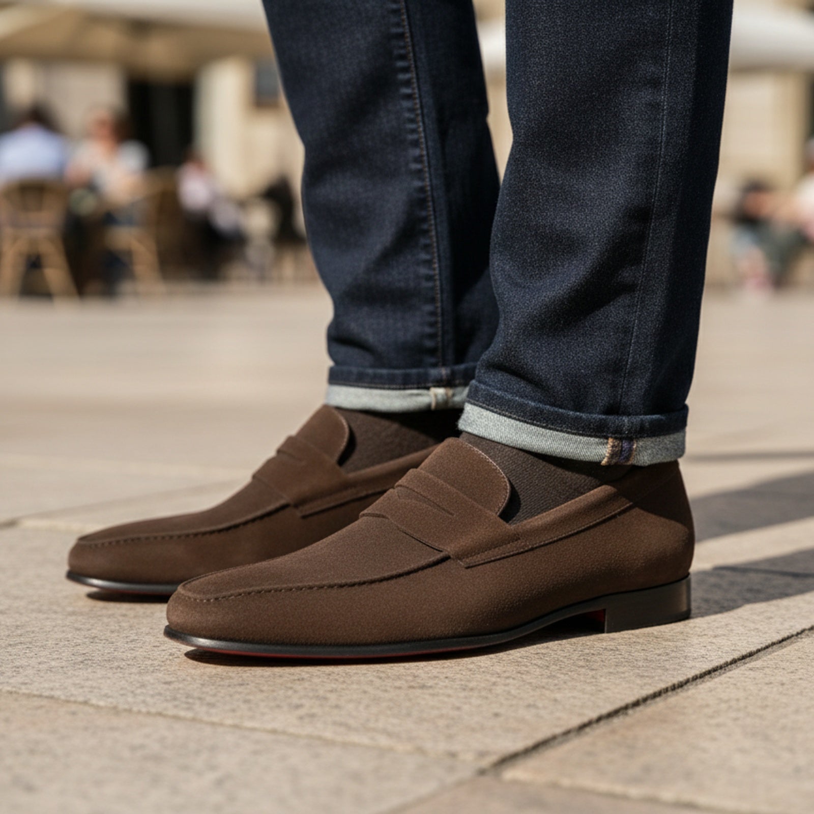 model-casual-setting - Men's Brown Suede Loafers