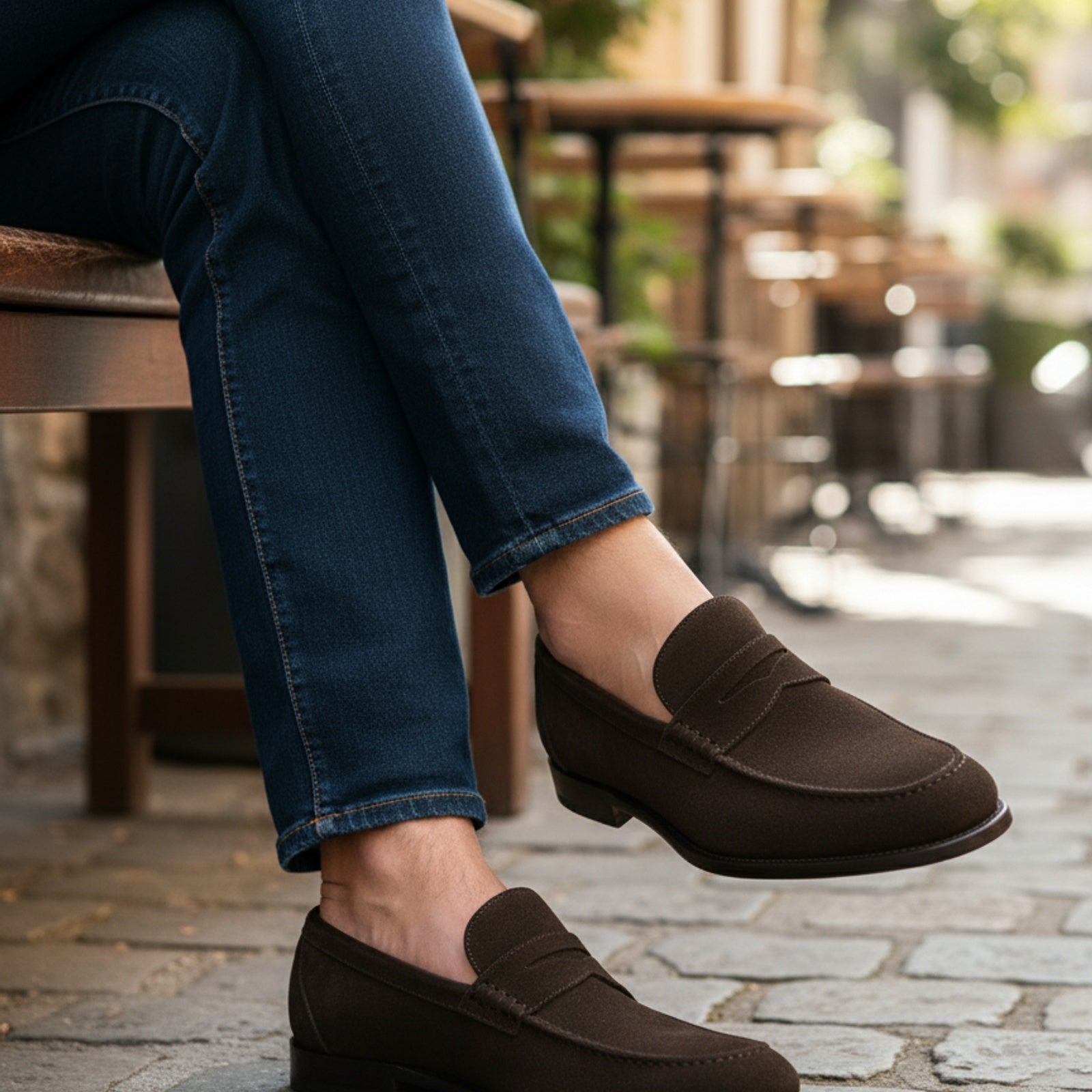 model-casual-setting - Men's Brown Suede Moccasin Loafers
