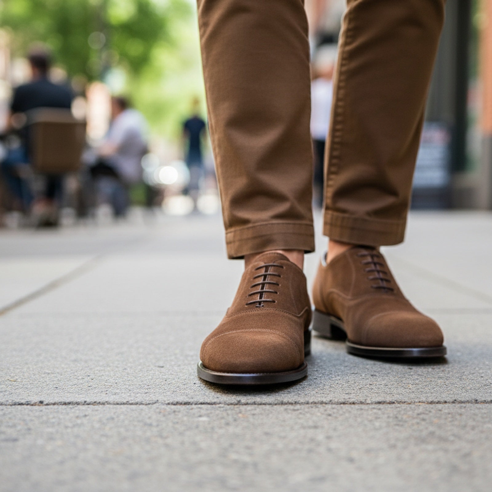model-casual-setting - Men's Brown Suede Oxford Shoes