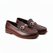 Men's Burgundy Genuine Leather Driving Shoes - model-casual-setting