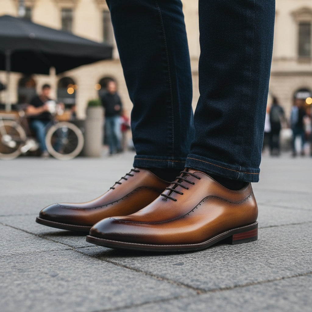 model-casual-setting - Men's Classic Brogue Leather Dress Shoes
