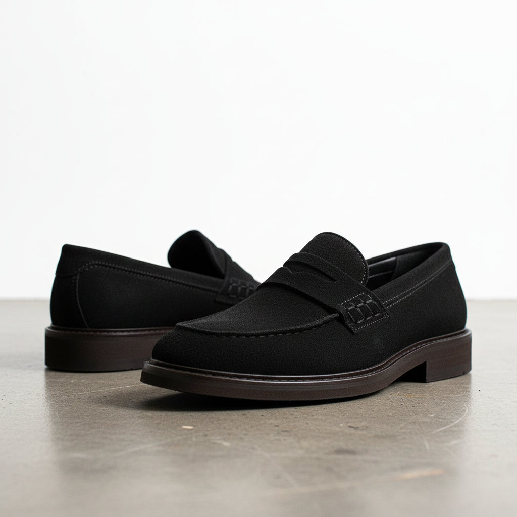 model-casual-setting - Men's Classic Suede Slip-On Loafers