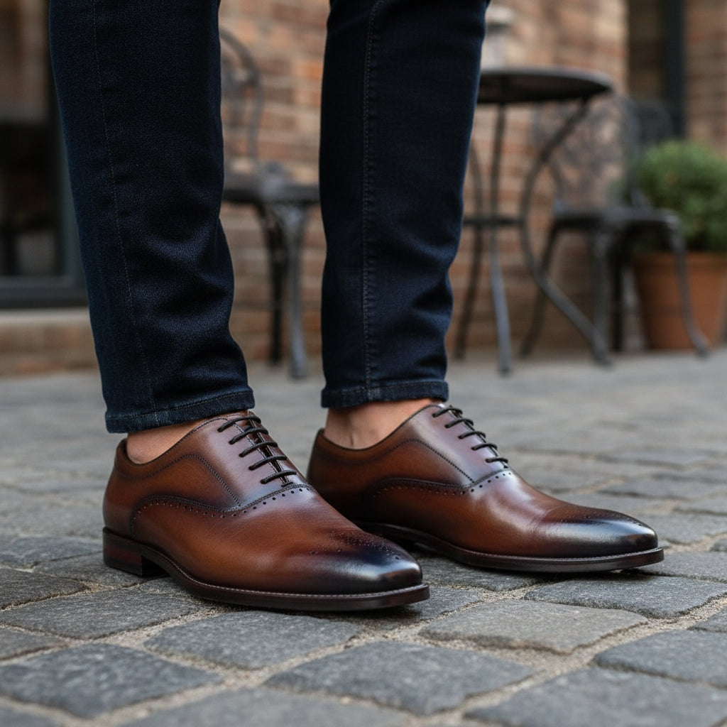 model-casual-setting - Men's Cow Leather Oxford Dress Shoes