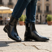 model-casual-setting - Men's Cow Leather Waterproof Zipper Boots