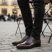 model-casual-setting - Men's Dark Brown Leather Oxford Dress Shoes