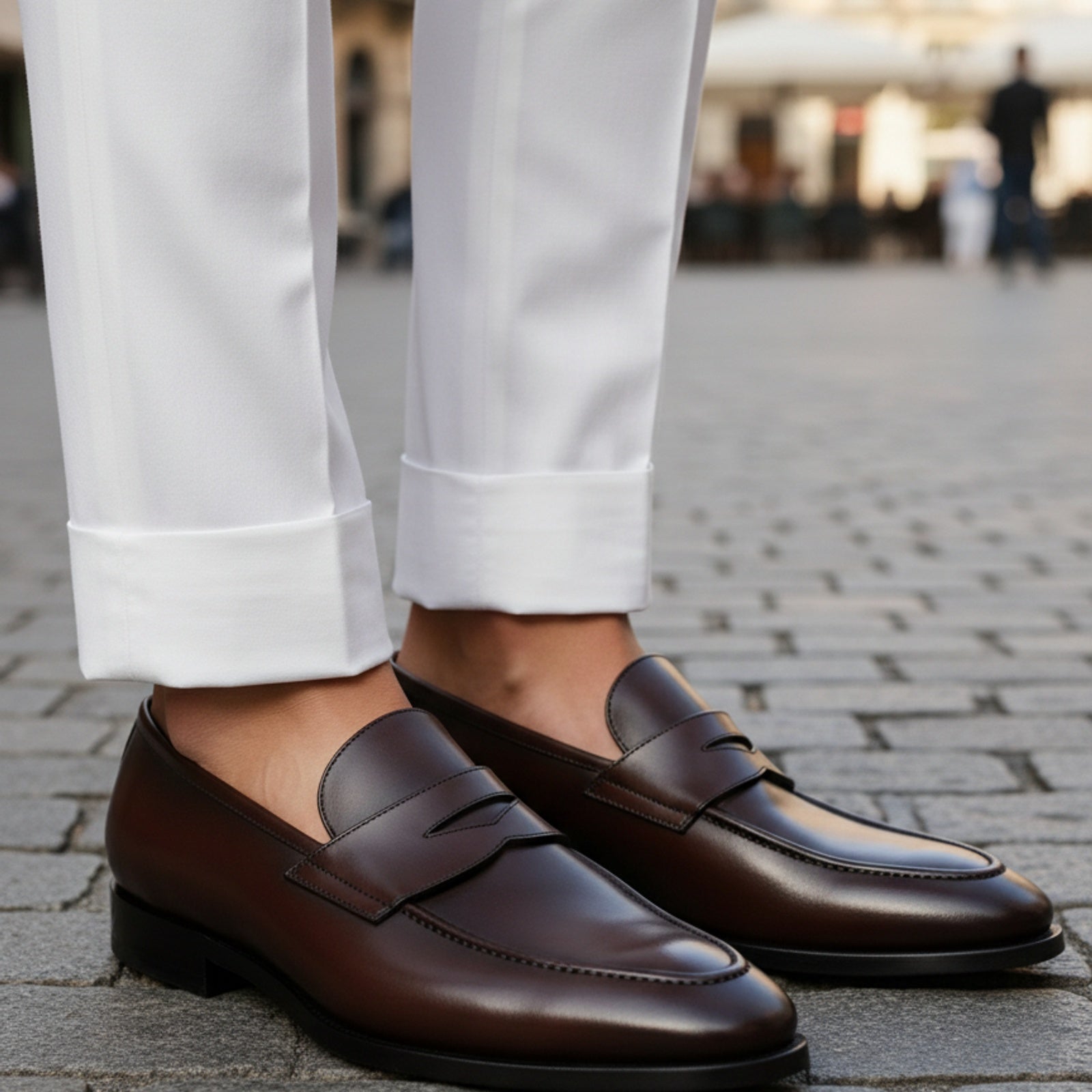 model-casual-setting - Men's Dark Brown Leather Slip-On Moccasins