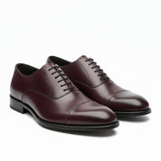 model-casual-setting - Men's Dark Maroon Leather Oxford Dress Shoes