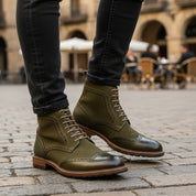 model-casual-setting - Men's Full Grain Leather Brogue Boots