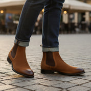 model-casual-setting - Men's Full Grain Leather Casual Chelsea Boots