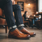 model-casual-setting - Men's Full-Grain Leather Classic Dress Shoes