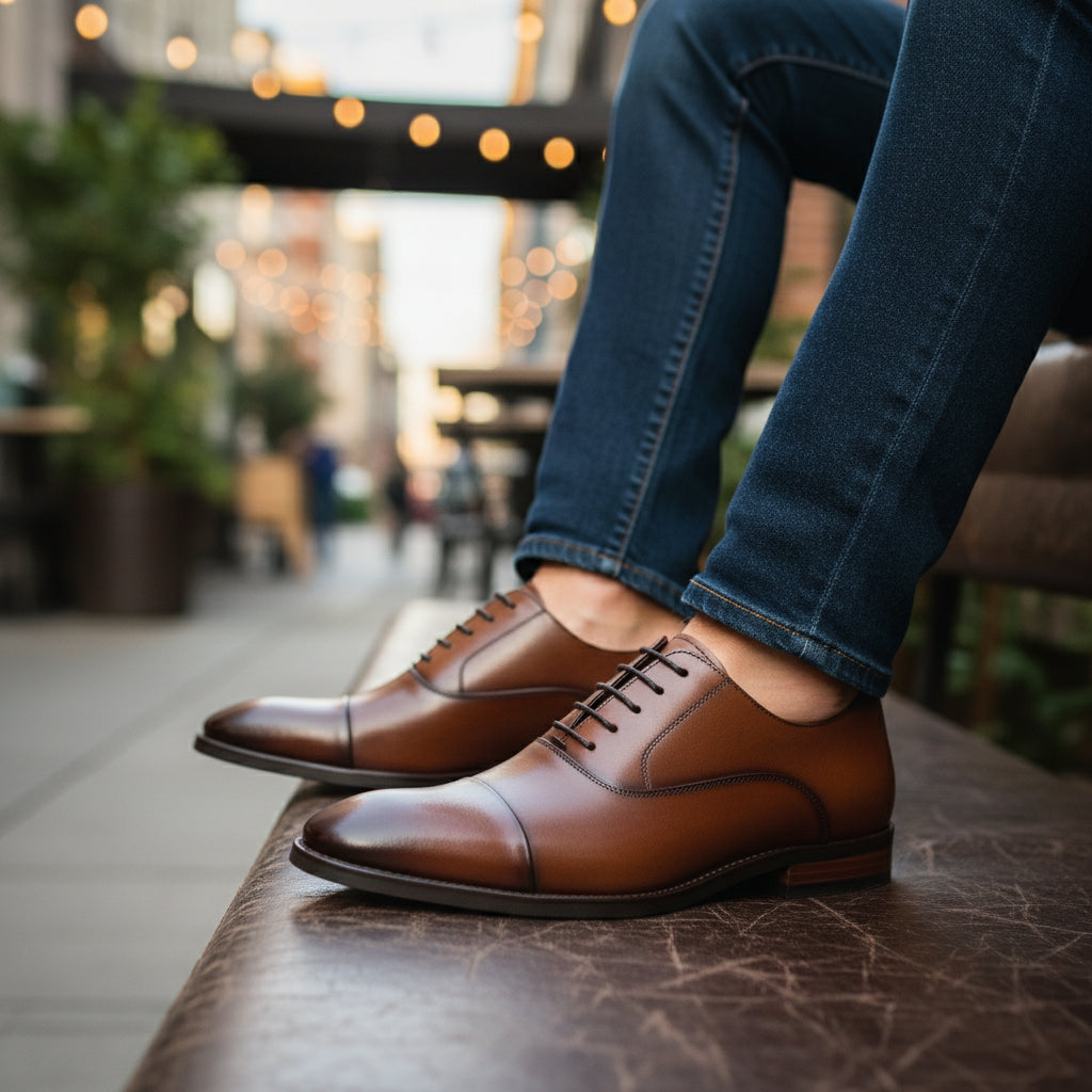 model-casual-setting - Men's Full Grain Leather Formal Dress Shoes