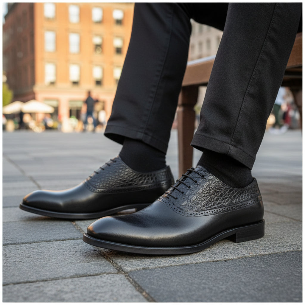 model-casual-setting - Men's Full Grain Leather Wingtip Formal Shoes