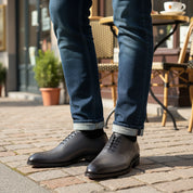 model-casual-setting - Men's Gray Leather Whole Cut Oxford Dress Shoes