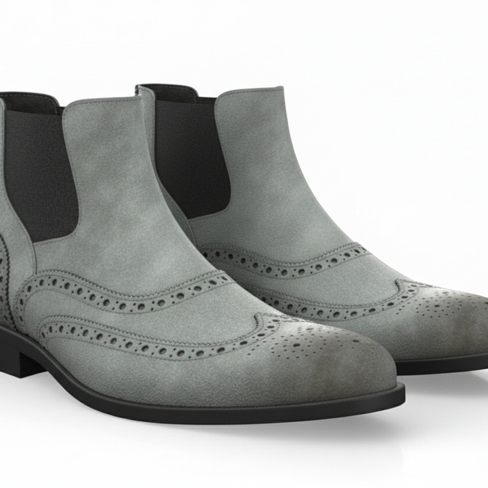Men's Gray Suede Chelsea Boots - model-casual-setting
