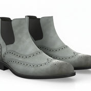Men's Gray Suede Chelsea Boots - model-casual-setting