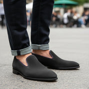 model-casual-setting - Men's Gray Suede Moccasins