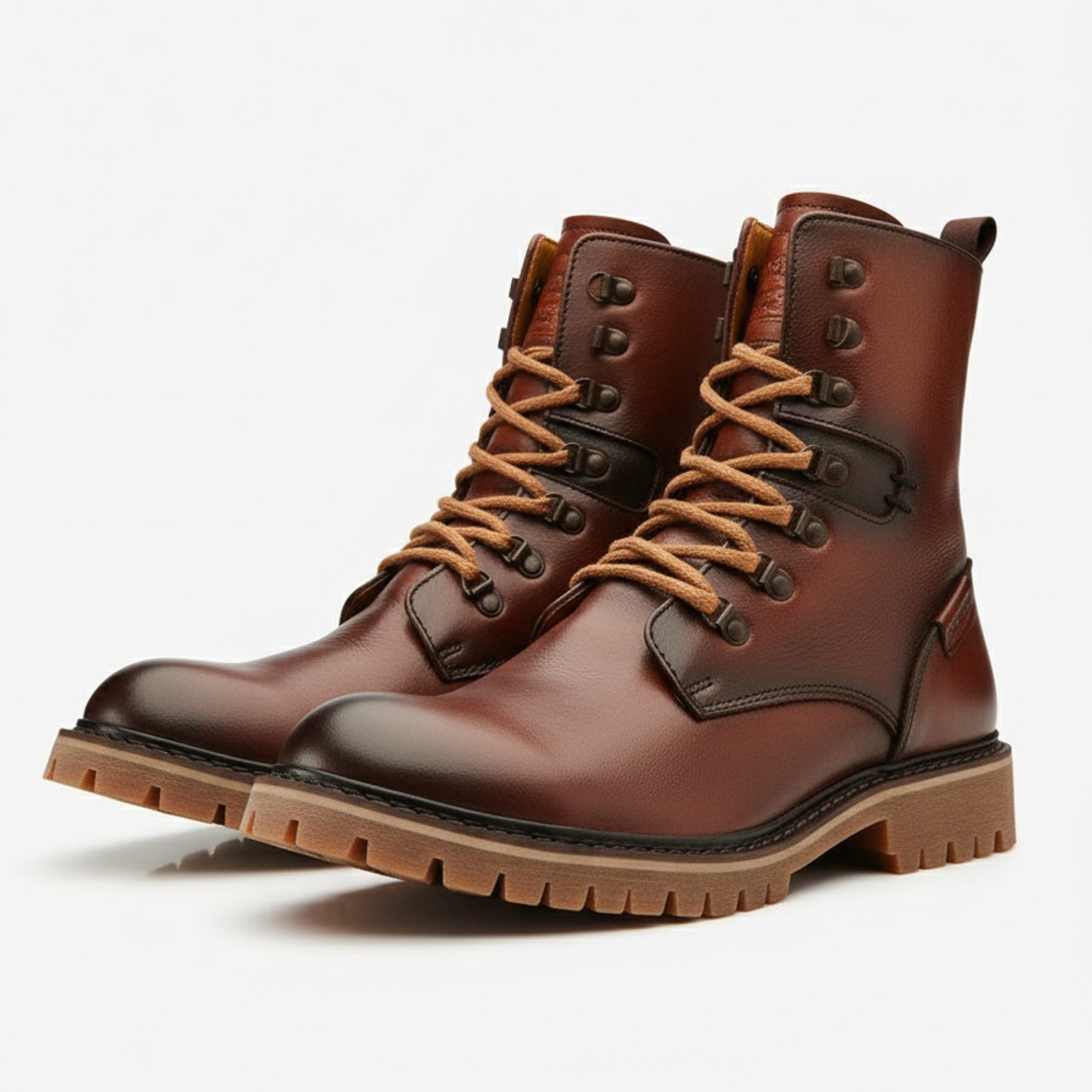 model-casual-setting - Men's High Ankle Lace-Up Leather Boots