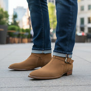 model-casual-setting - Men's High Ankle Suede Biker Boots